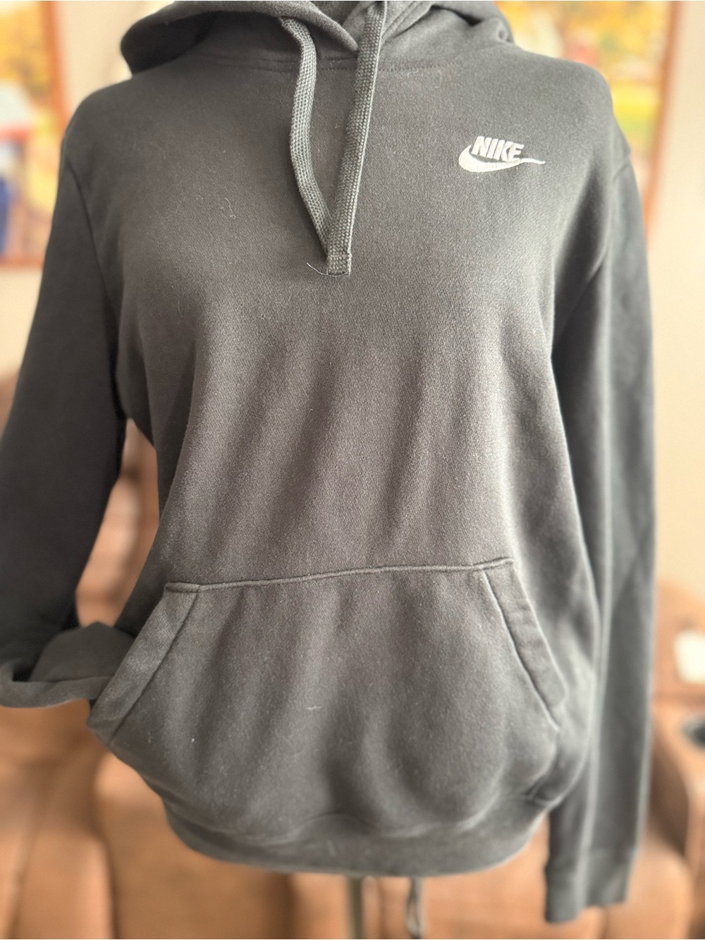 Nike Men's Black Hoodie with White Logo